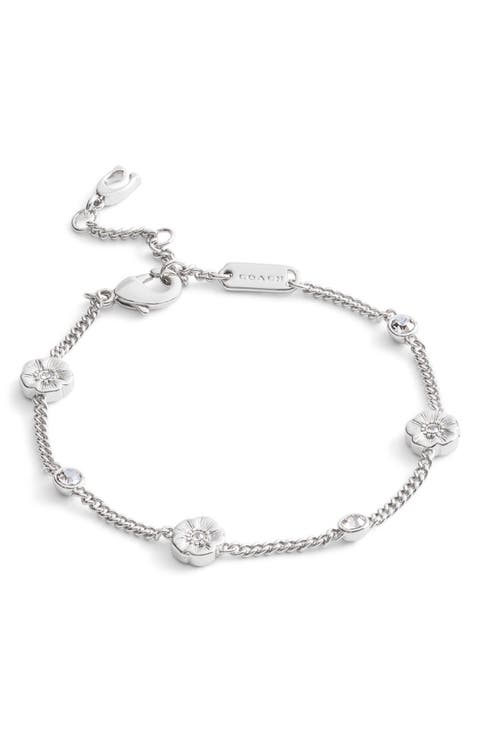 Tea Rose & Crystal Station Bracelet