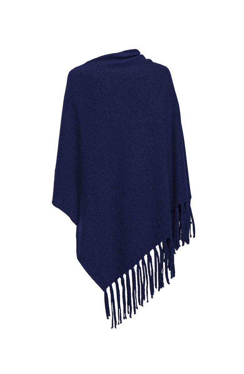 Monticelli Cashmere Pure Cashmere Poncho with Fringes, Alternate, color, Melange Blue