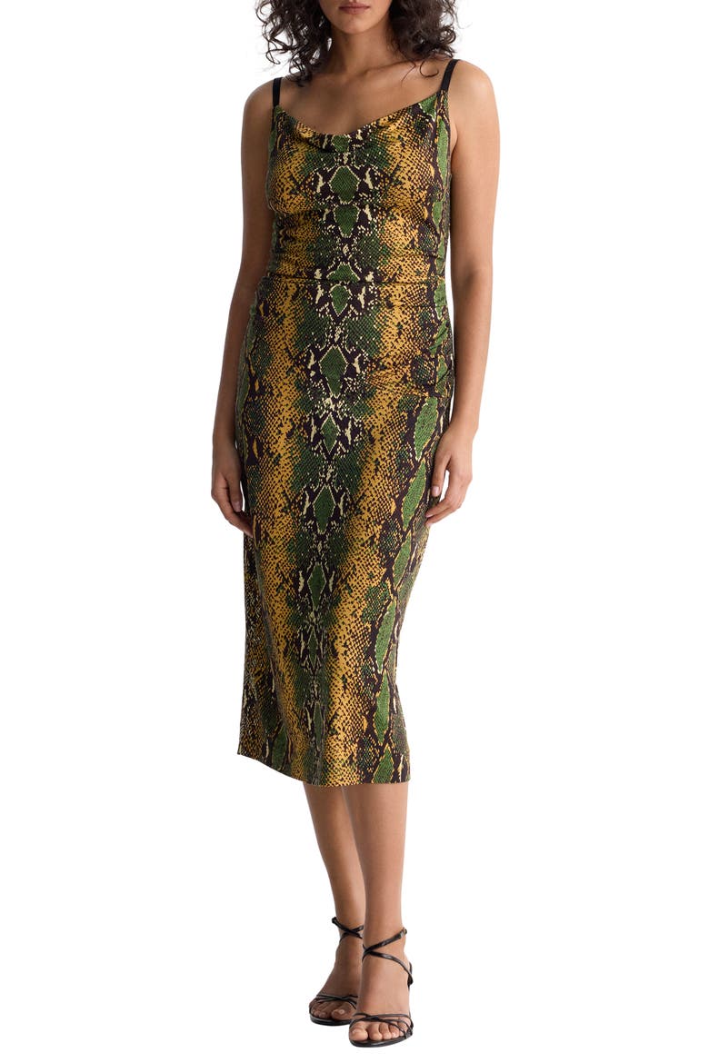 Claudia Cowl Neck Midi Slipdress, Main, color, SERPENTE MINI CARAWAY