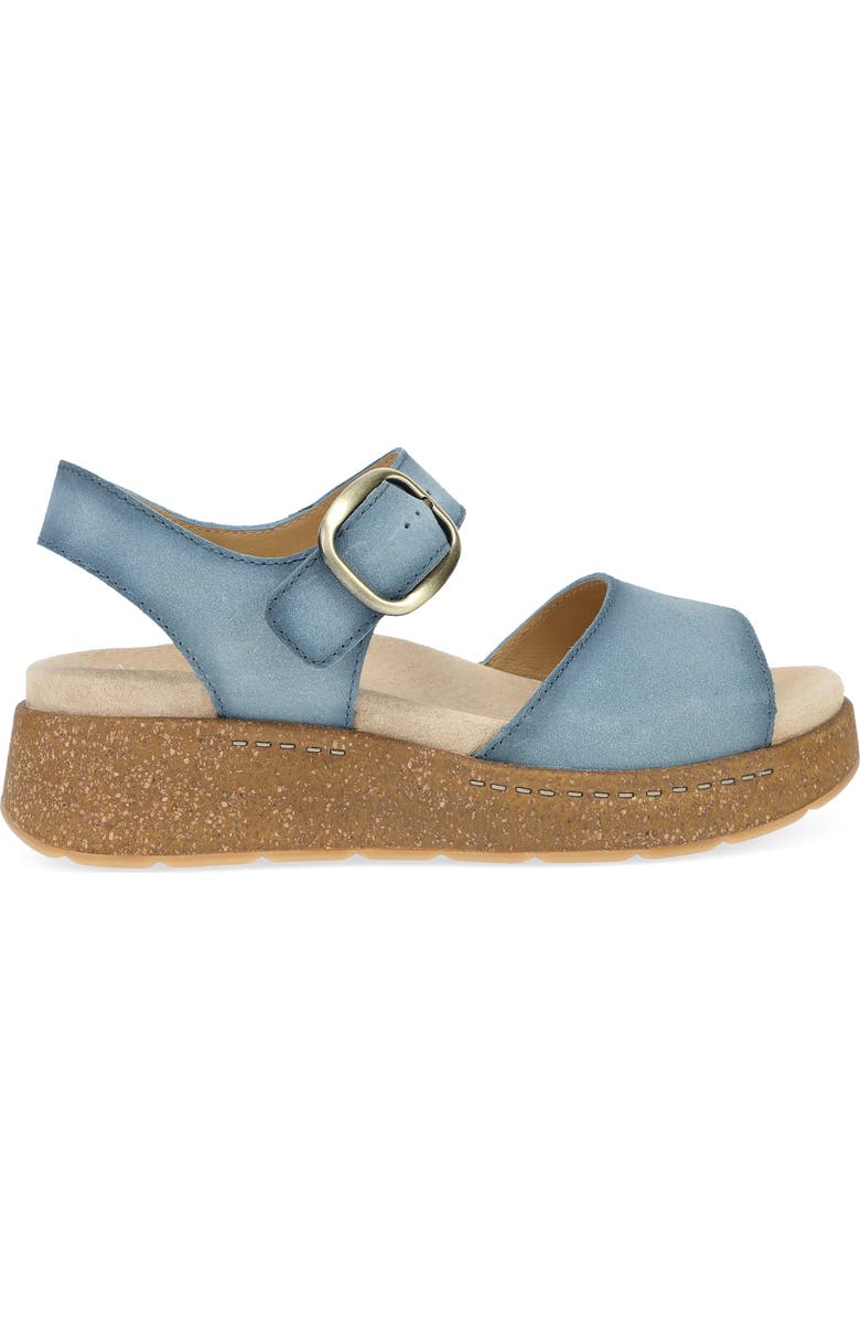 Dansko Bianca Platform Wedge Sandal, Alternate, color, Blue Burnished Suede