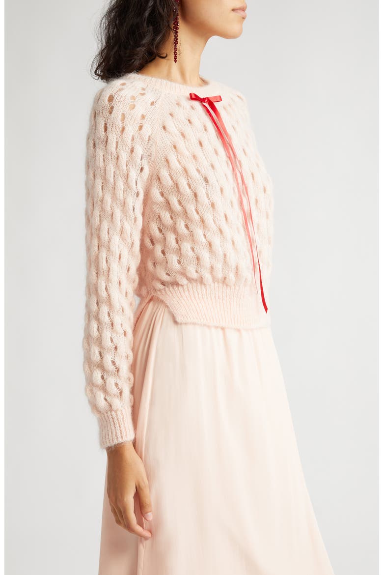 Bubble Knit Mohair Blend Sweater, Alternate, color, PEACH/ RED