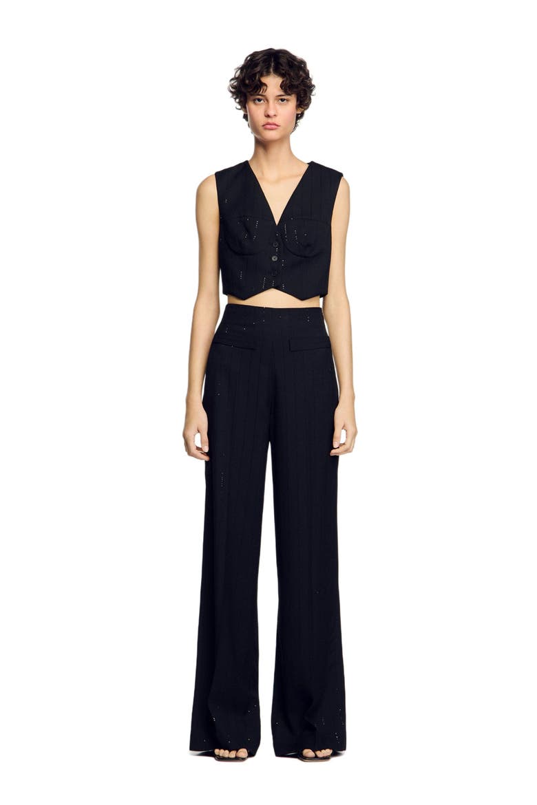 Sequin cropped jacket, Main, color, Black