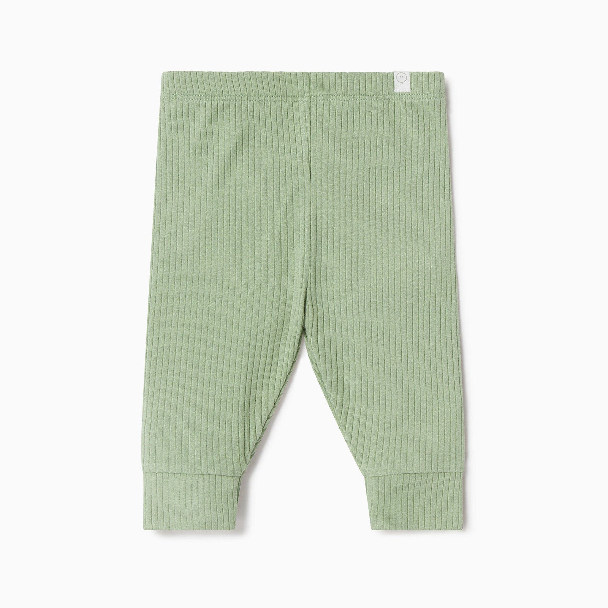 Mori Kids'  Ribbed Leggings In Green
