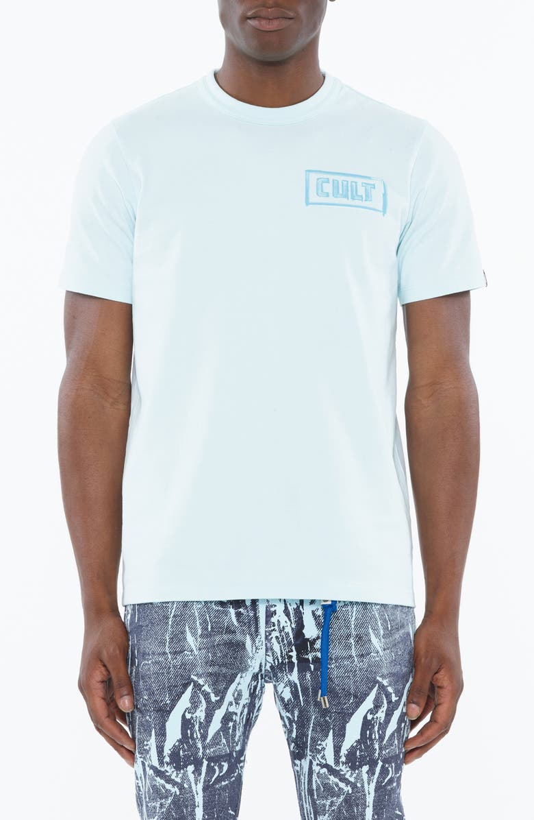 Cult of Individuality Shimuchan Cotton Graphic T-Shirt, Main, color, Powder Blue