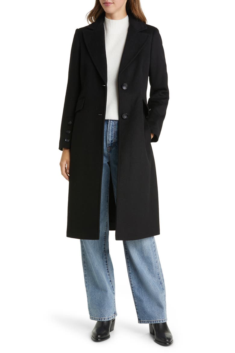 Long Twill Coat, Alternate, color, BLACK