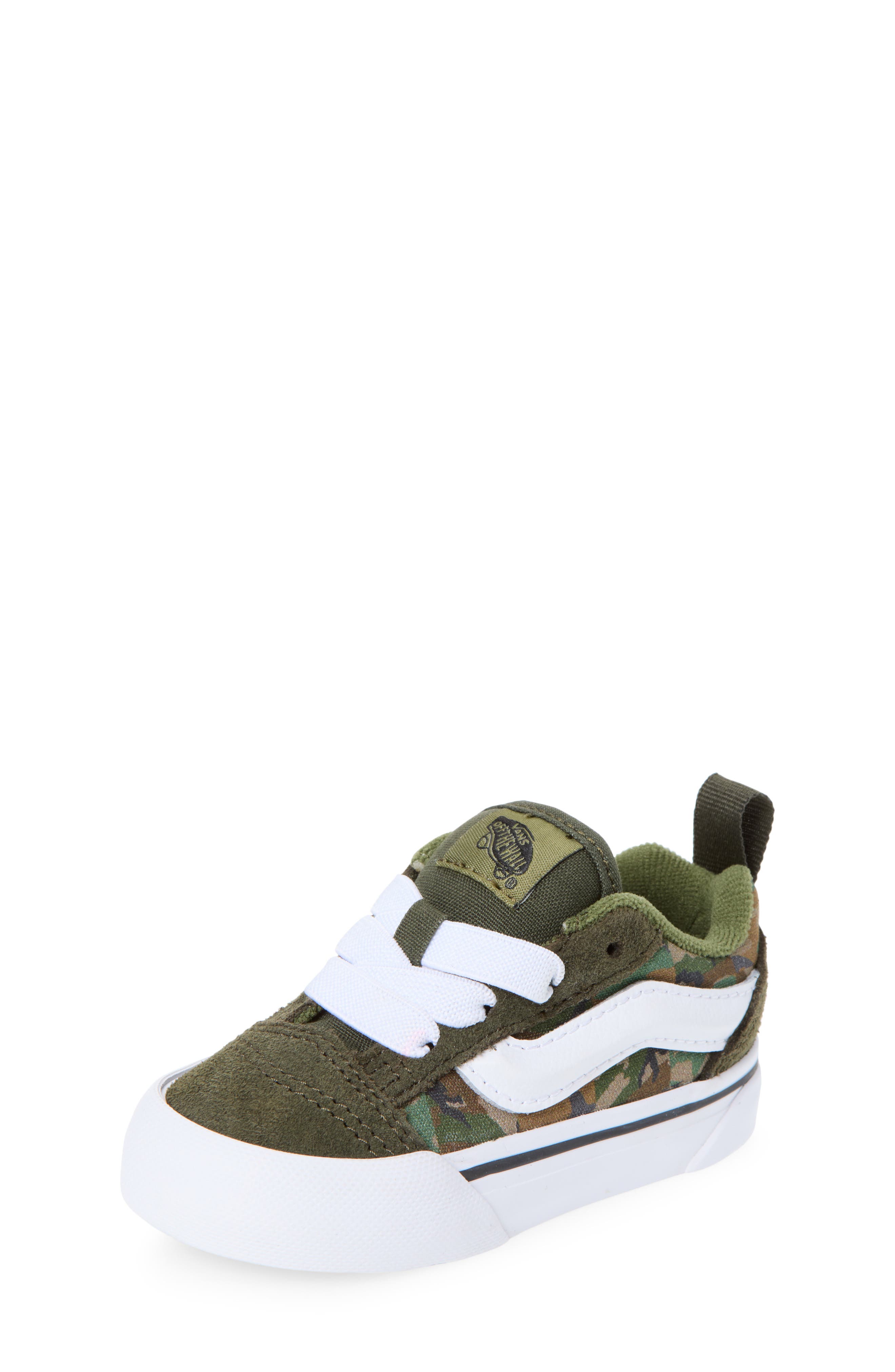 Kids' Knu Skool Elastic Lace Sneaker, Main, color, CHECK CAMO OBSIDIAN FERN/GREEN
