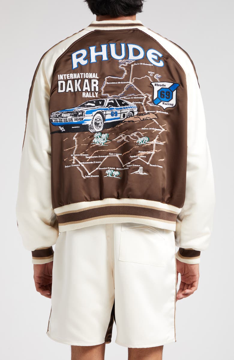 Rhude Souvenir Crepe Satin Bomber Jacket, Alternate, color, 