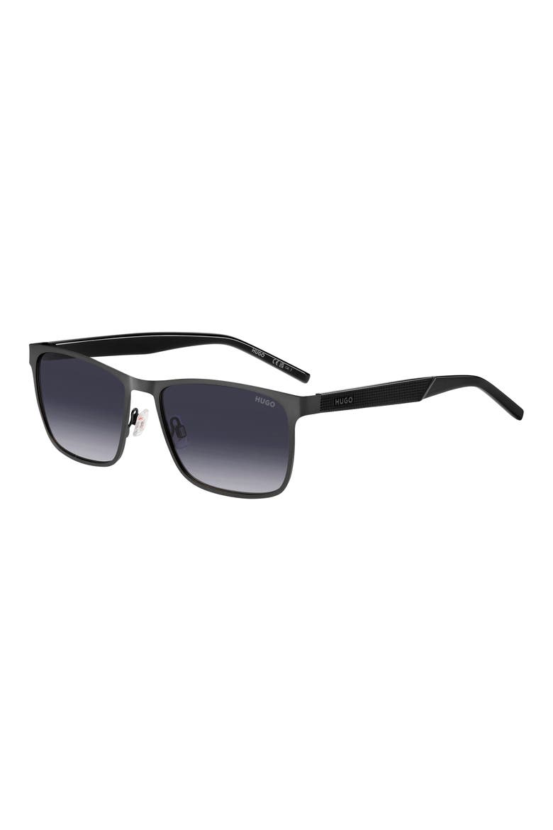 57mm Gradient Rectangular Sunglasses, Alternate, color, MATTE RUTHENIUM BLACK