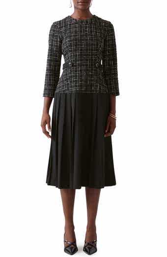 LK Bennett Maxine Metallic Tweed Pleated Dress