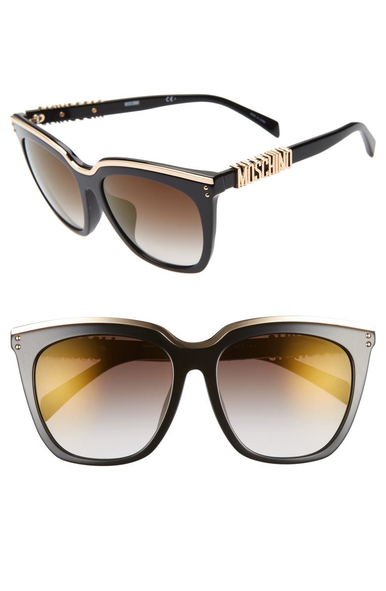 Moschino 55mm Special Fit Mirrored Cat Eye Sunglasses, Main, color, 