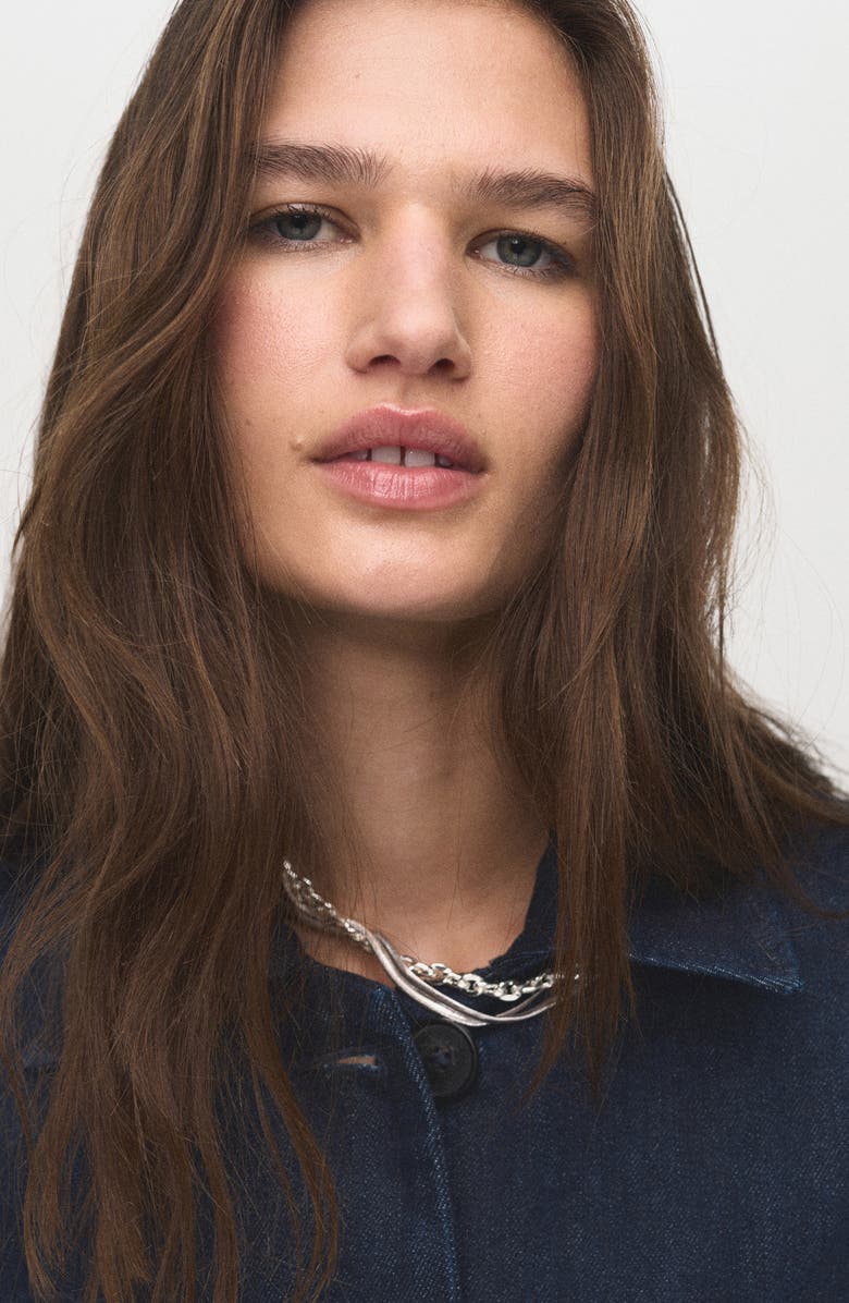 MANGO Crop Denim Jacket, Alternate, color, Open Blue