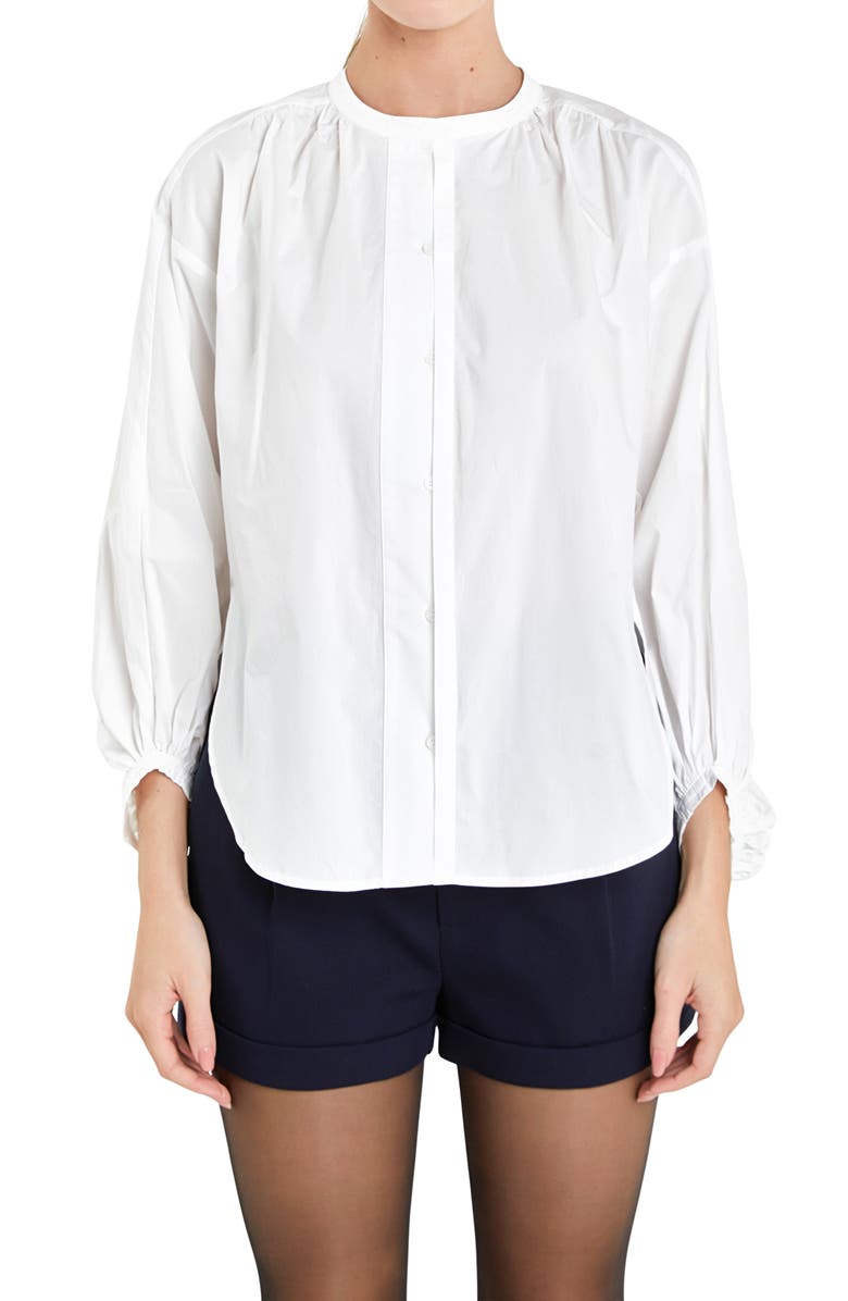 English Factory Cotton Poplin Button-Up Top, Alternate, color, 