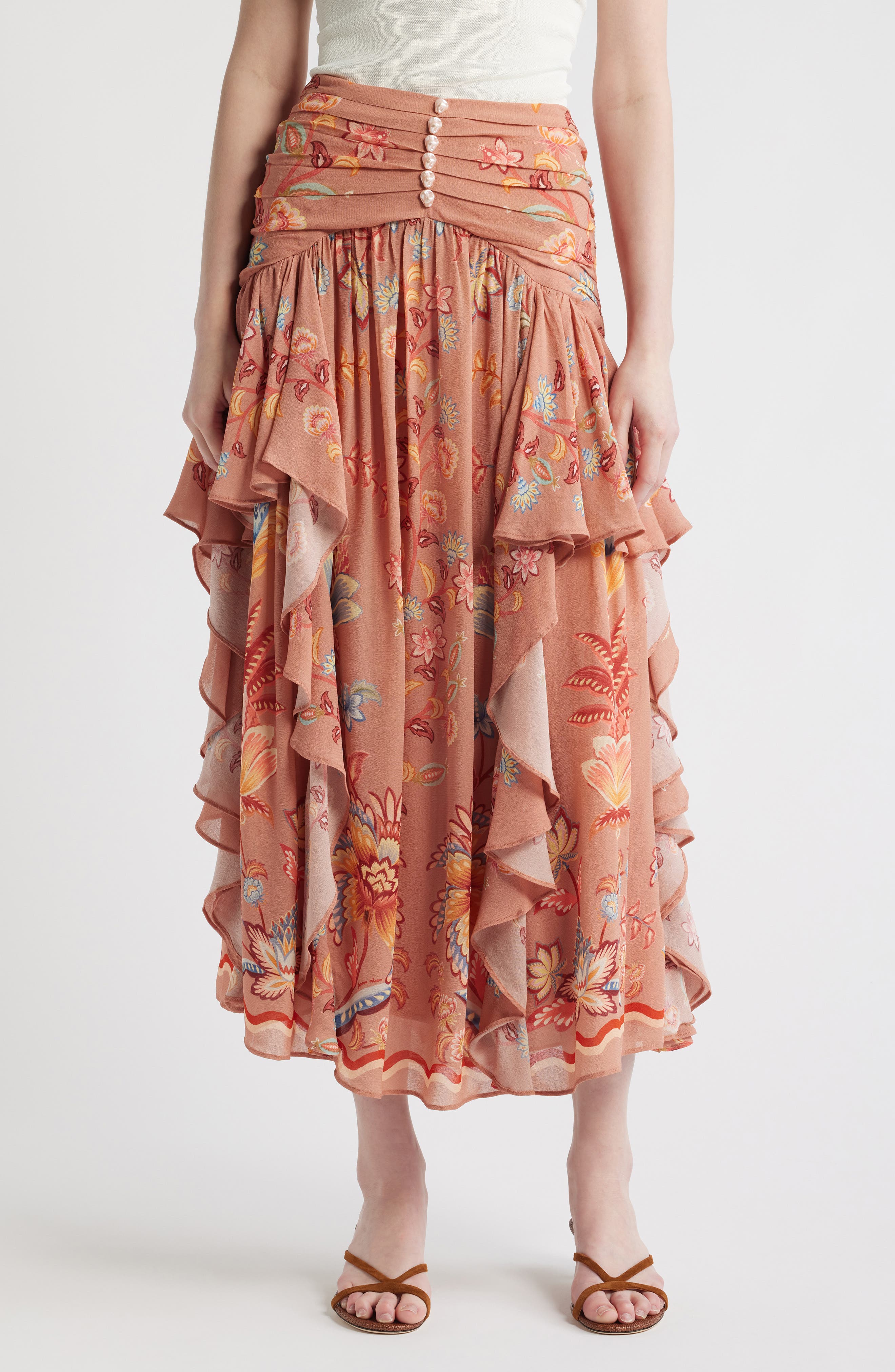 Boho Enhance Ruffled Maxi Skirt