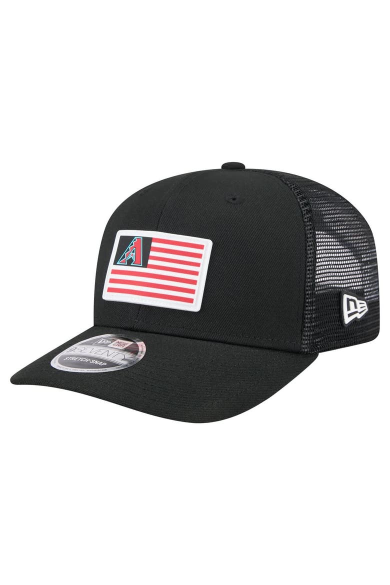 Men's New Era Black Arizona Diamondbacks Flag 9SEVENTY COOLERA Stretch-Snap Hat, Main, color, Black