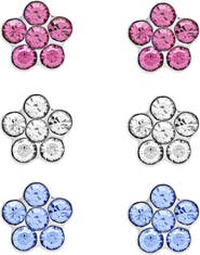 Lily Nily Set of 3 Kids' Crystal Flower Stud Earrings