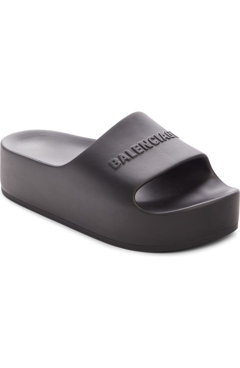 Balenciaga Logo Platform Slide Sandal, Main, color,