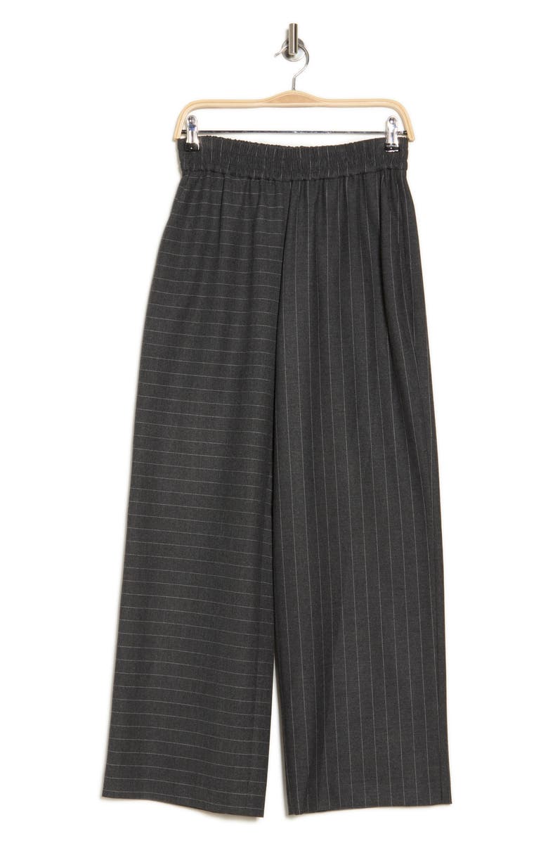 Alice + Olivia Benny Pull-On Wide Leg Pinstripe Pants, Alternate, color, Charcoal/ White