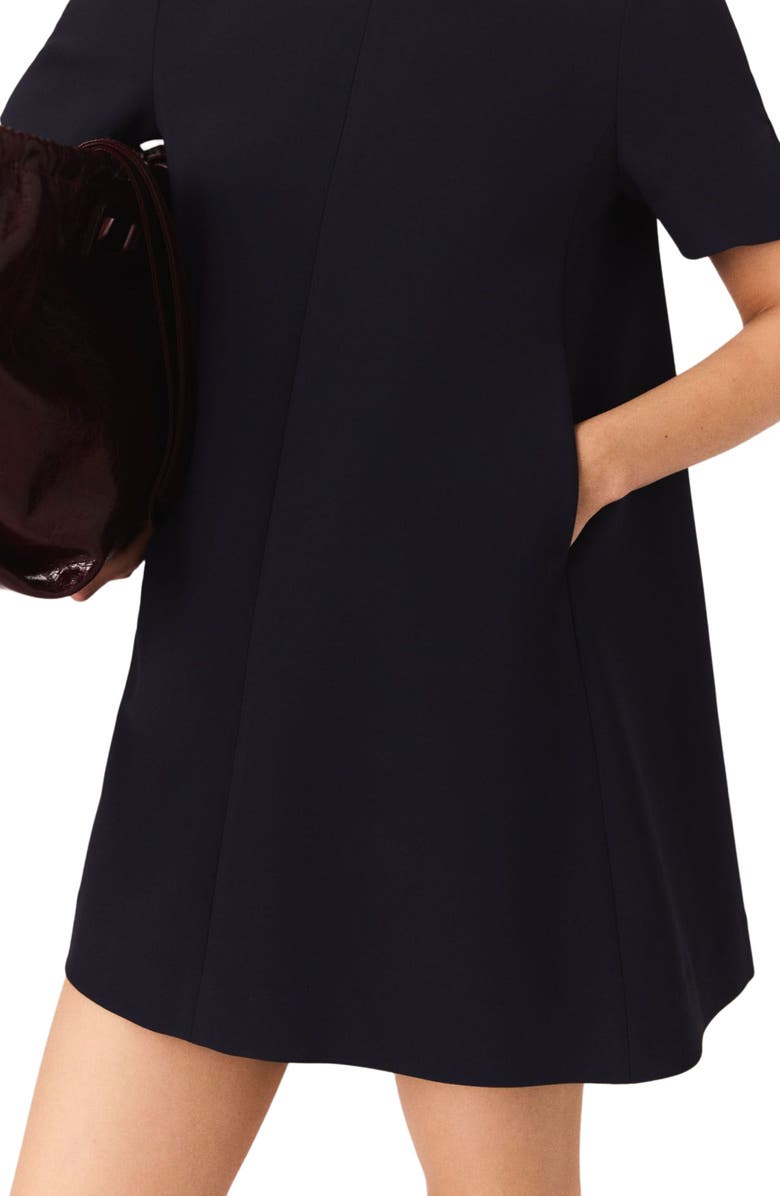 maje Heavy crepe trapeze dress, Alternate, color, Navy
