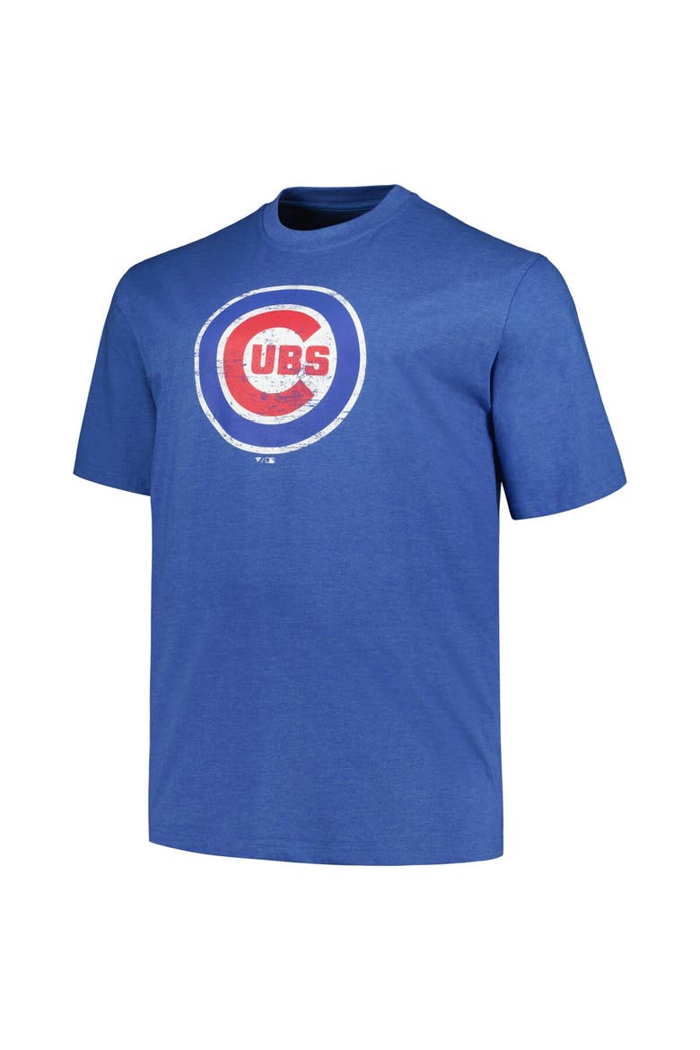 Men's Profile Heather Royal Chicago Cubs Big & Tall Weathered Logo T-Shirt, Alternate, color, Heather Royal