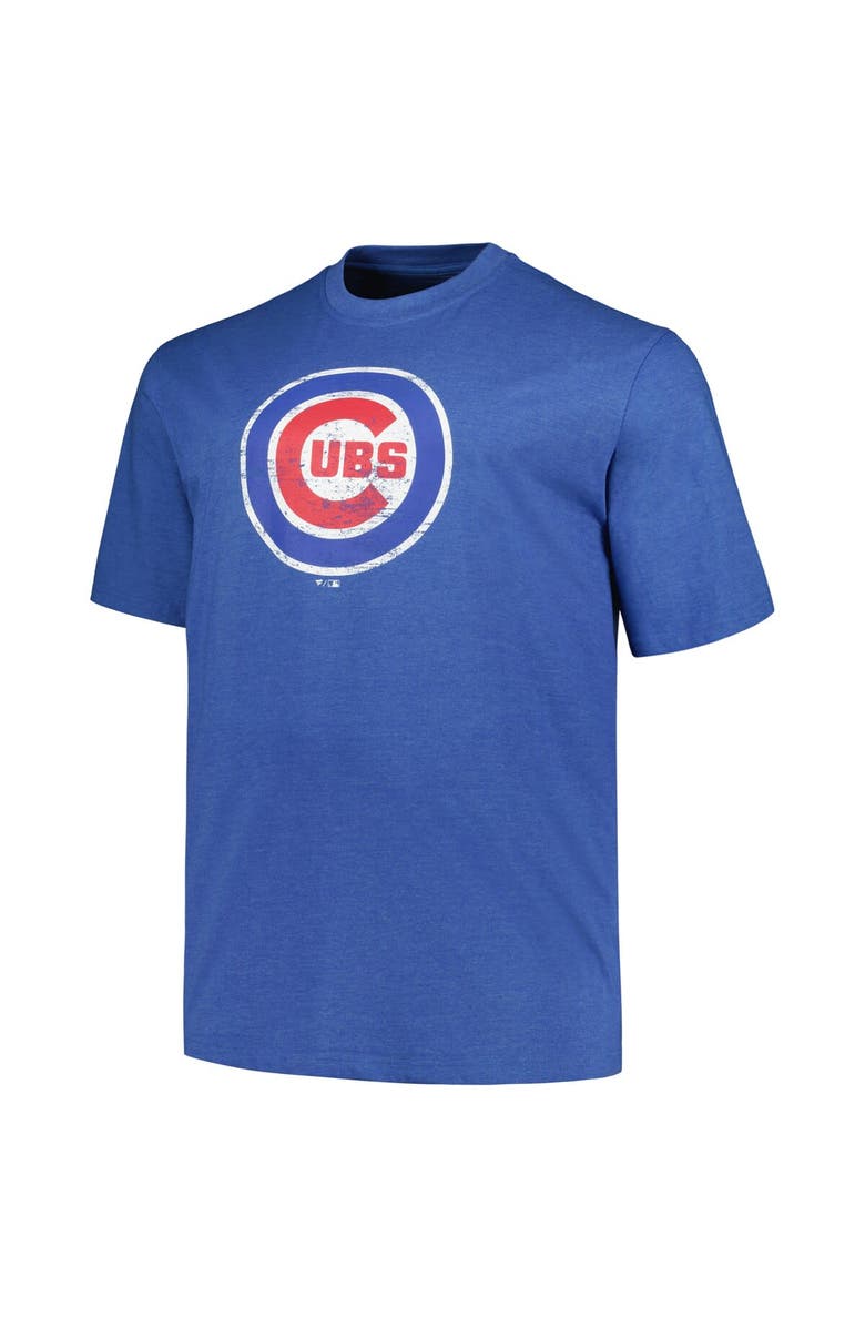 PROFILE Men's Profile Heather Royal Chicago Cubs Big & Tall Weathered Logo T-Shirt, Alternate, color, Heather Royal