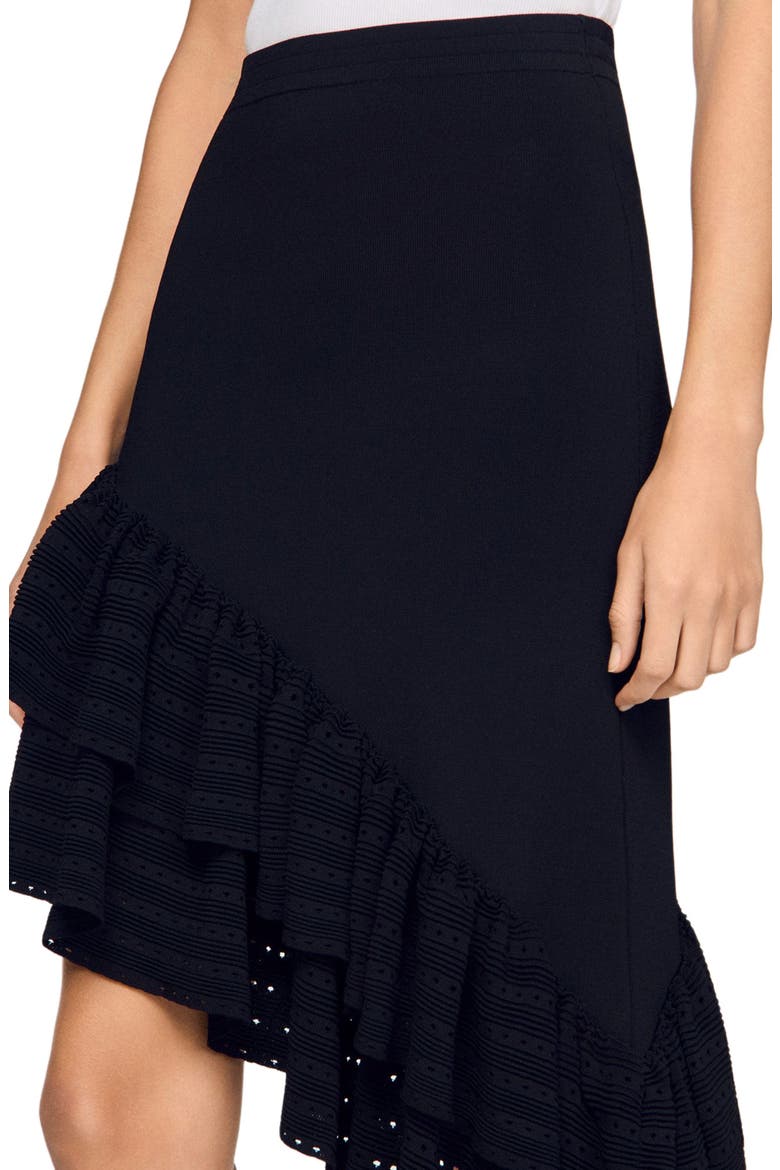 Asymmetrical knit skirt, Alternate, color, Black