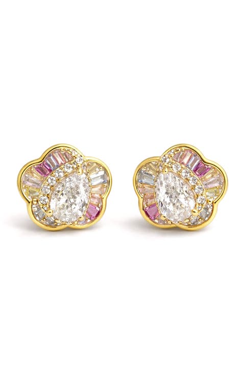 Floral Cubic Zirconia Stud Earrings