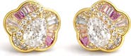 BEST SILVER Floral Cubic Zirconia Stud Earrings