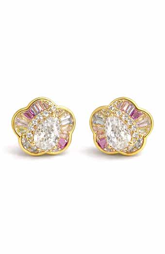Floral Cubic Zirconia Stud Earrings