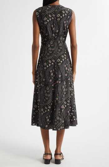 Viviana Mixed Floral Print Stretch Silk Dress