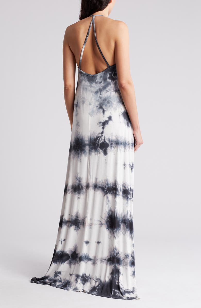 GO COUTURE Tie Dye Maxi Tank Dress, Alternate, color, Black Grey Splotch