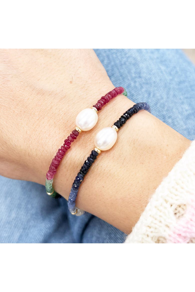 Rainbow Gemstone Bead Pearl Bracelet, Alternate, color, Rainbow Gemstone
