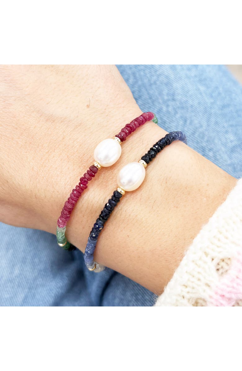 The Lovery Fine Jewelry Rainbow Gemstone Bead Pearl Bracelet, Alternate, color, Rainbow Gemstone