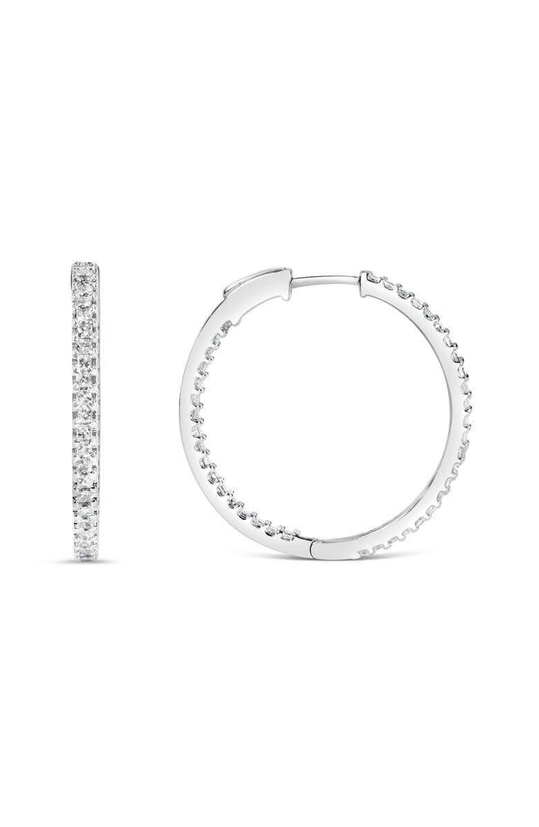 Haus of Brilliance 14K White Gold 1.0 Ct Princess Diamond Inside Out Hoop Earrings - 23 MM, Main, color, White