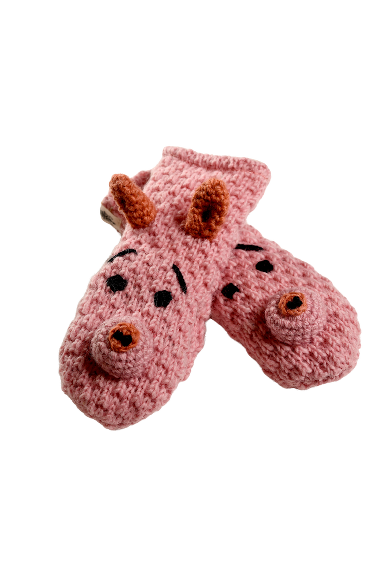 Crochet Piggy Mittens, Alternate, color, White