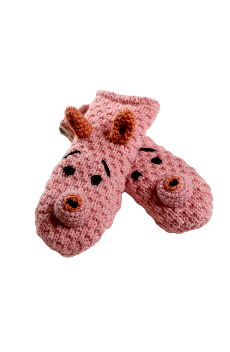Nirvanna Designs Crochet Piggy Mittens, Alternate, color, White