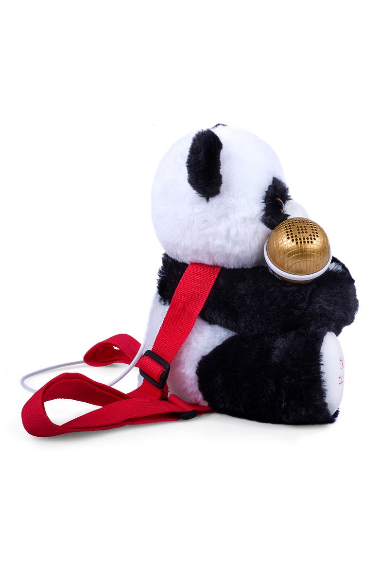 Plush Panda Bear Toy with Sing Along Microphone, Alternate, color, BLACK AND PINK