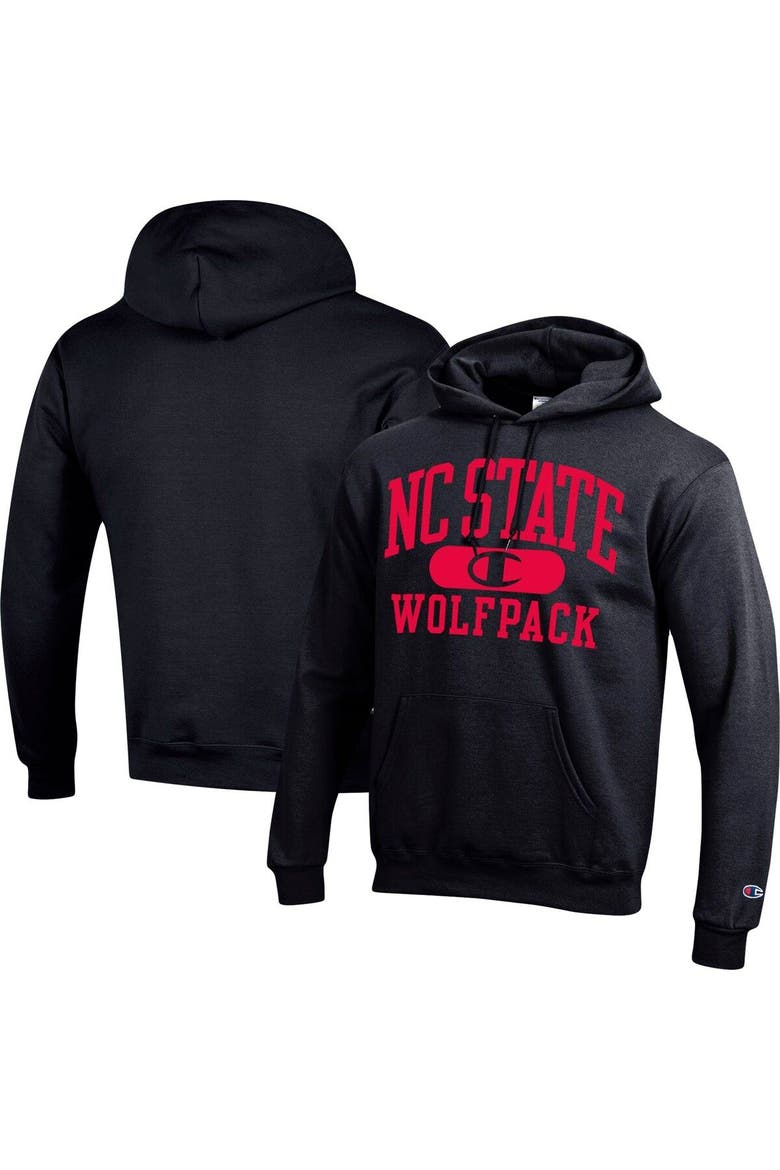 Men's Champion Black NC State Wolfpack Arch Pill Pullover Hoodie, Main, color, Black