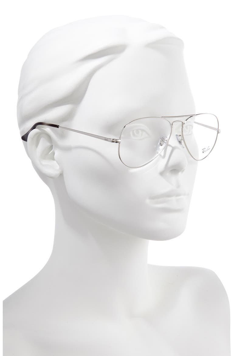 55mm Aviator Optical Glasses, Alternate, color, SILVER/ CLEAR