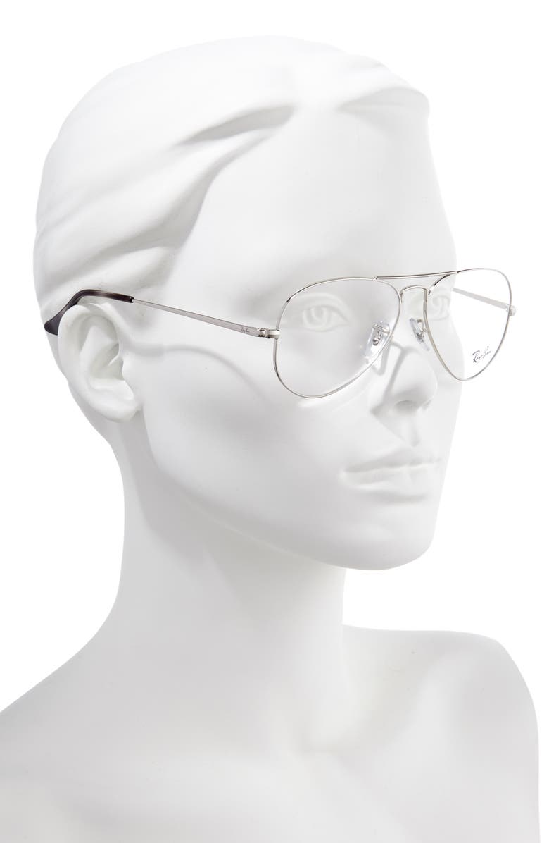 Ray-Ban 55mm Aviator Optical Glasses, Alternate, color,