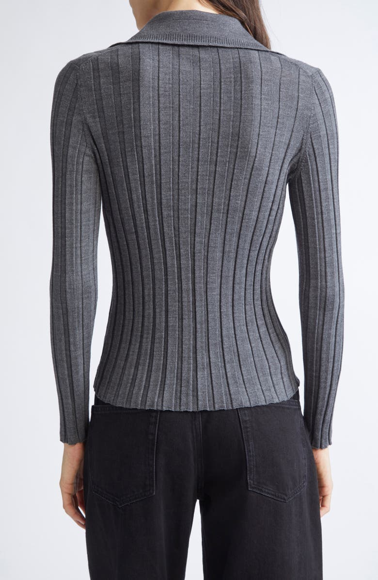 NACKIYÈ Sugarman Rib Wool Polo Sweater, Alternate, color, Anthracite