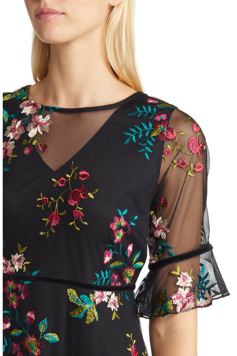 Wildflower Embroidered Cocktail Dress, Alternate, color, ONYX