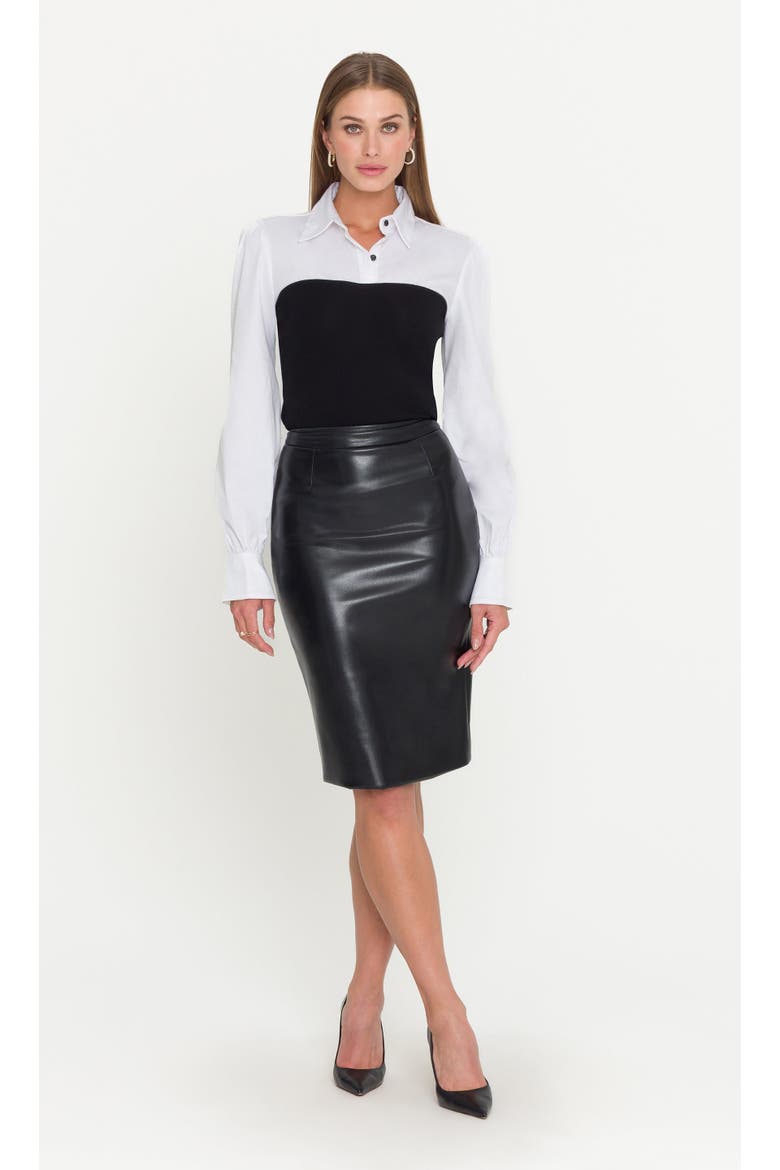 Leonardo Vegan Leather Skirt, Main, color, Black