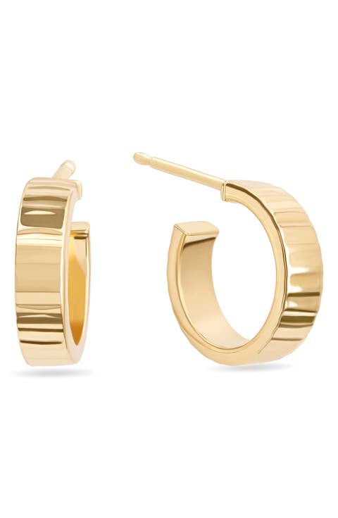 Grooved Hollow 14K Gold Hoop Earrings (Online Trunk Show)