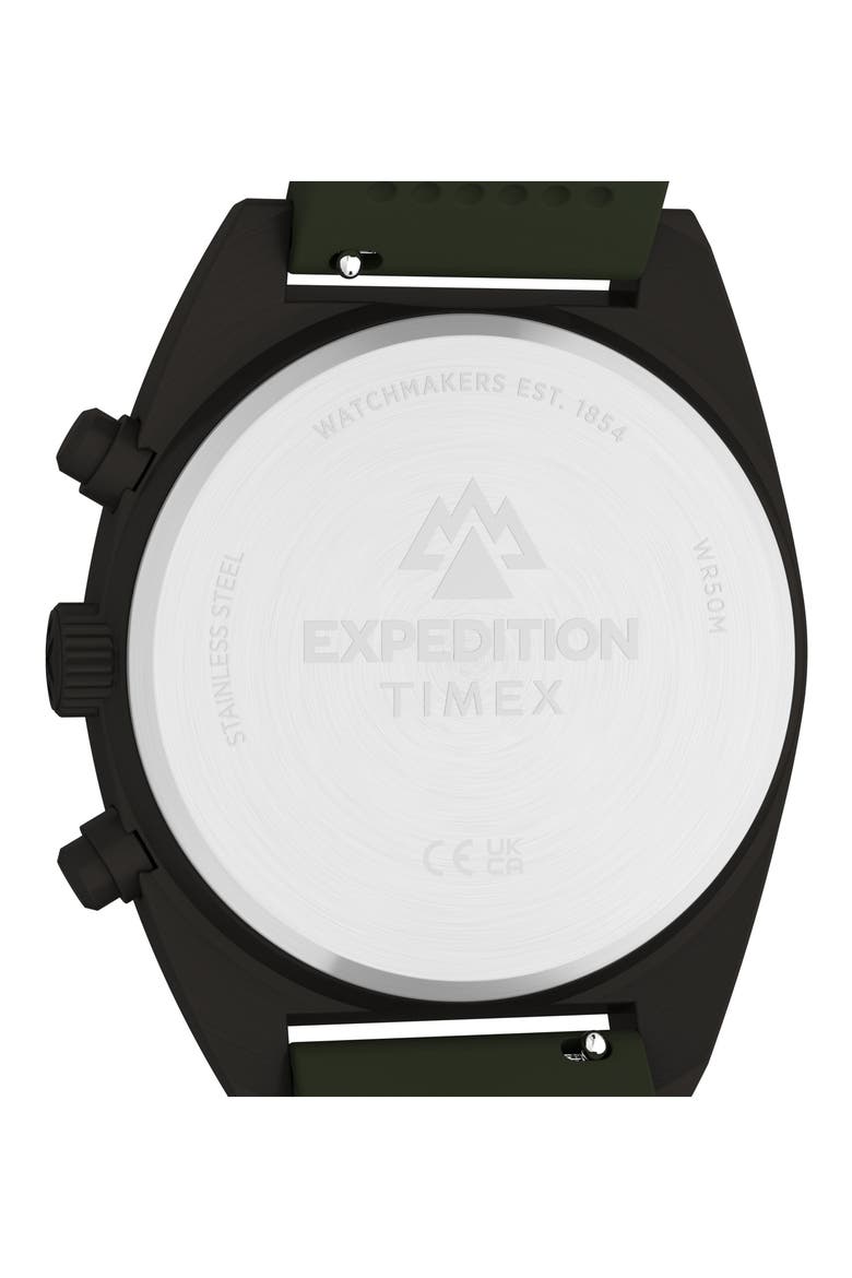 Expedition Capstone Chronograph Silicone Strap Watch, 41mm, Alternate, color, GUNMETAL