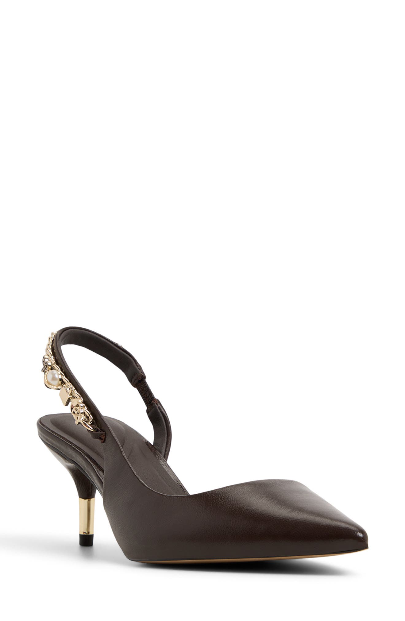 Ted Baker London Esme Pointed Toe Slingback Pump, Main, color, Dark Brown