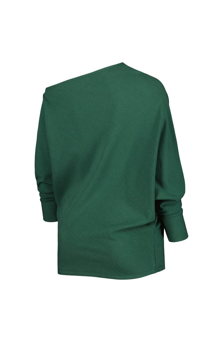 KIYA TOMLIN Women's KIYA TOMLIN Green Green Bay Packers Twisted Tri-Blend Asymmetrical 3/4-Dolman Sleeve Sweatshirt, Alternate, color, 