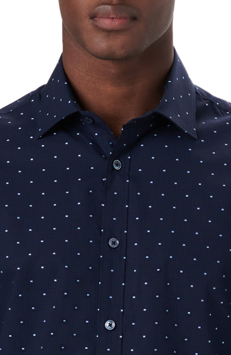 Bugatchi Shaped Fit Check Stretch Cotton Button-Up Shirt, Alternate, color,