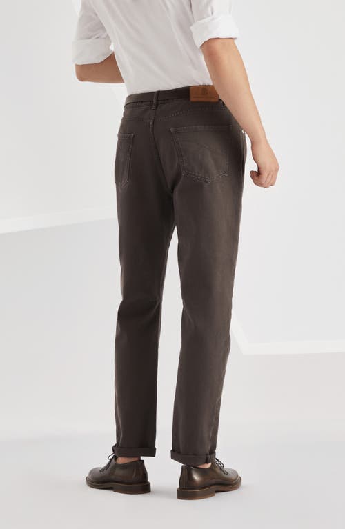 Brunello Cucinelli Garment-dyed Denim Trousers In Coffee