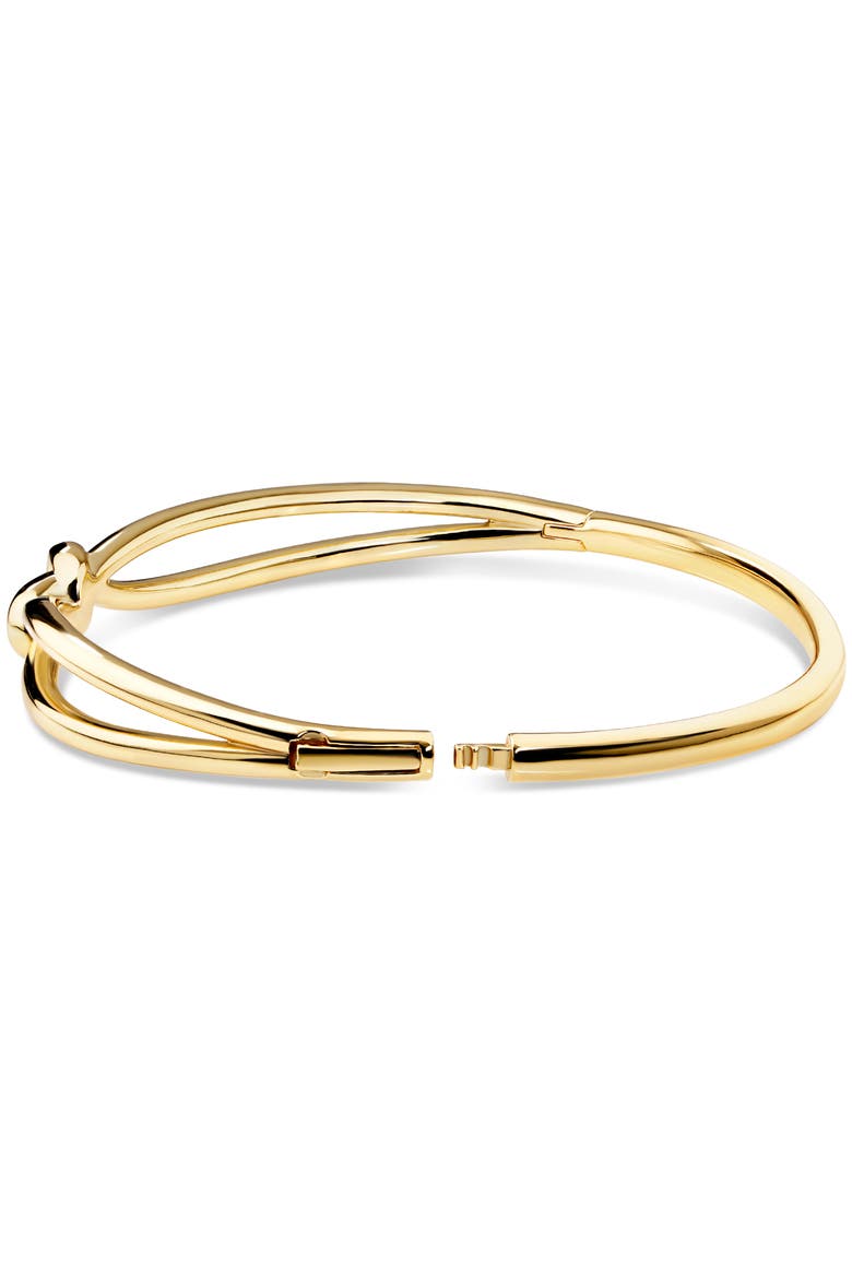 Love Knot Bangle Bracelet in Gold Plated Sterling Silver, Alternate, color, Yellow Gold