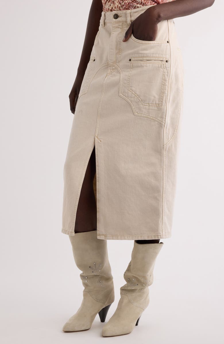 Isabel Marant Britt Denim Midi Skirt, Alternate, color, Ecru